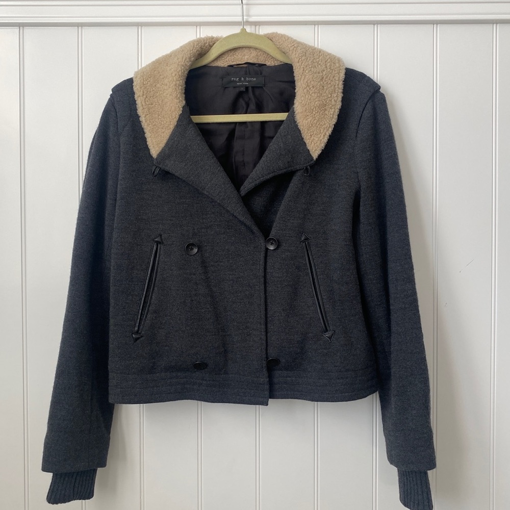 Rag and Bone Sherpa Sweater Knit Bomber Coat, size M